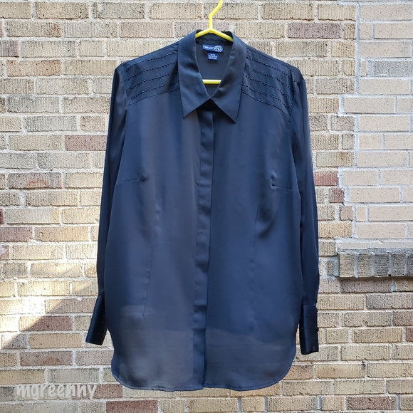 Lane Bryant Black Blouse with Beaded Accents - Picture 1 of 8